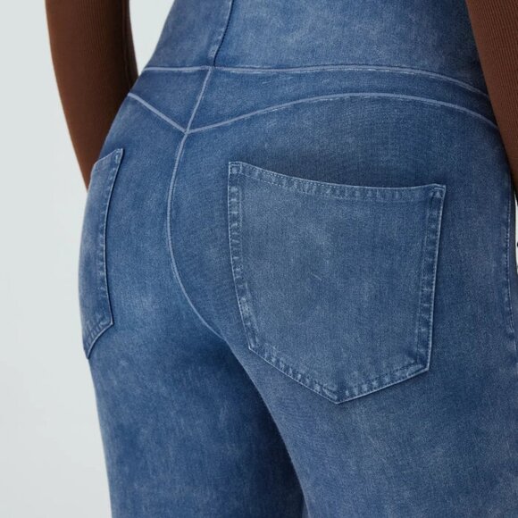 Halara Flex Super High Waist Stretchy Knit Denim Maternity 7/8 Leggings - Picture 5 of 5